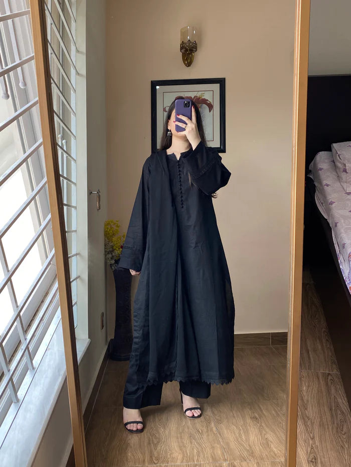 3 Piece Lawn Black Dress