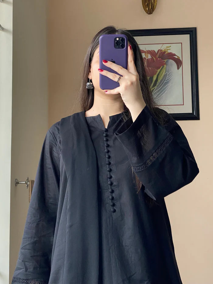 3 Piece Lawn Black Dress