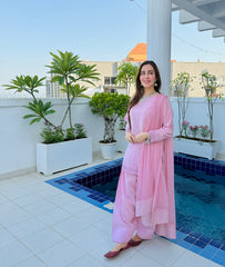 3 Piece - Georgette Dress with Farshi Shalwar