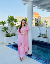 3 Piece - Georgette Dress with Farshi Shalwar