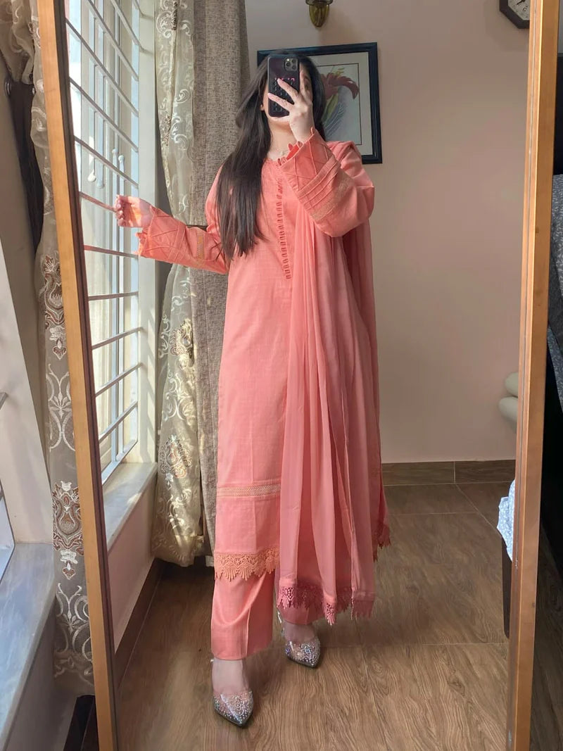 3 Piece - Lawn Dobby Dress