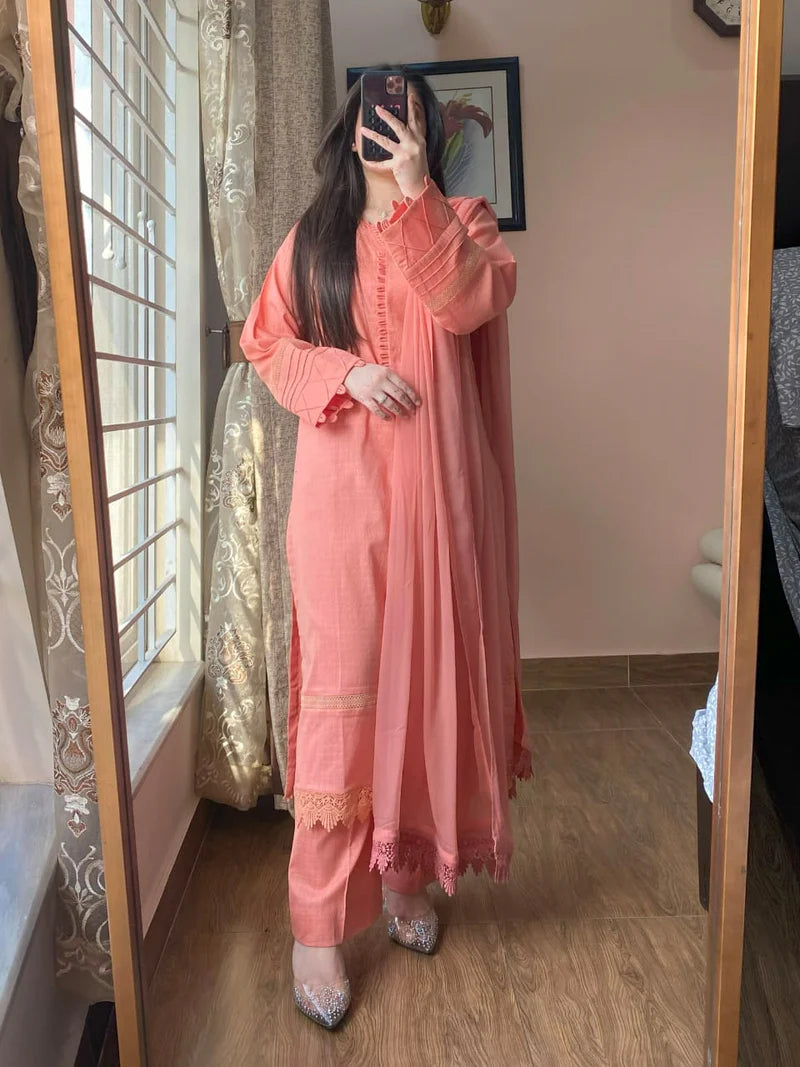 3 Piece - Lawn Dobby Dress