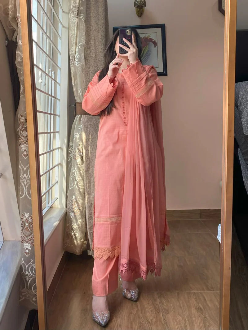 3 Piece - Lawn Dobby Dress