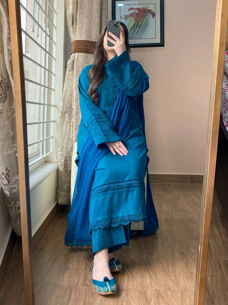 3 Piece - Lawn Dobby Dress
