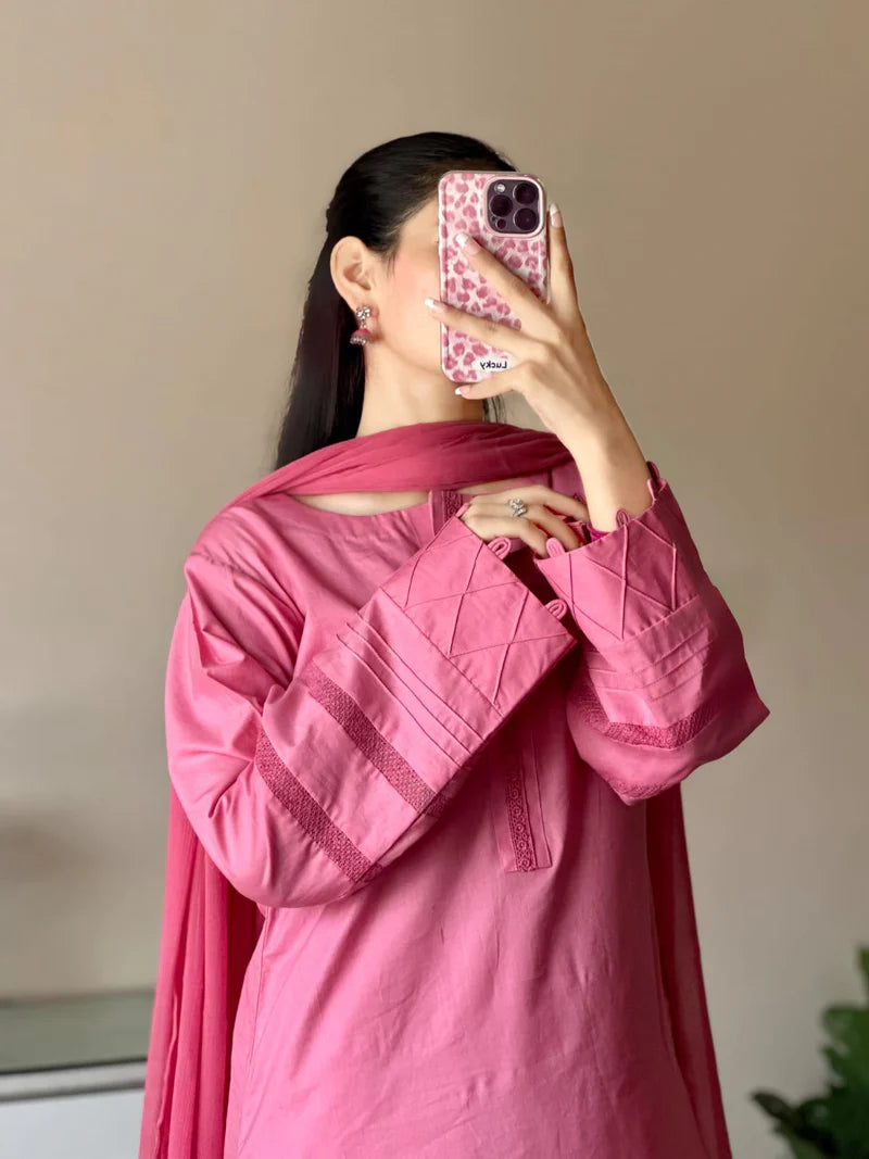 3 Piece - Pink Lawn Dress