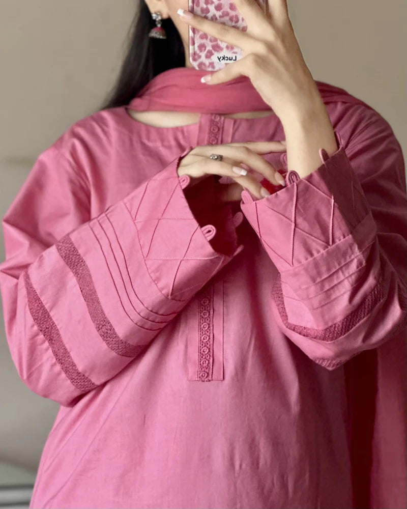 3 Piece - Pink Lawn Dress