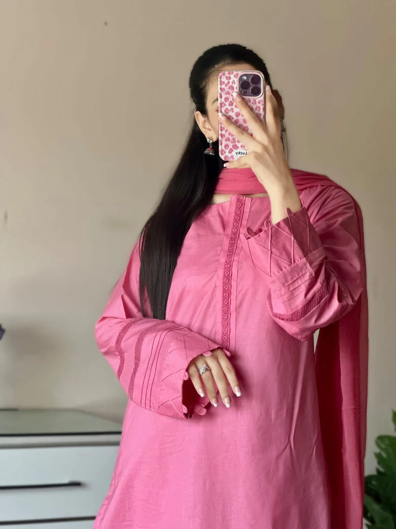 3 Piece - Pink Lawn Dress
