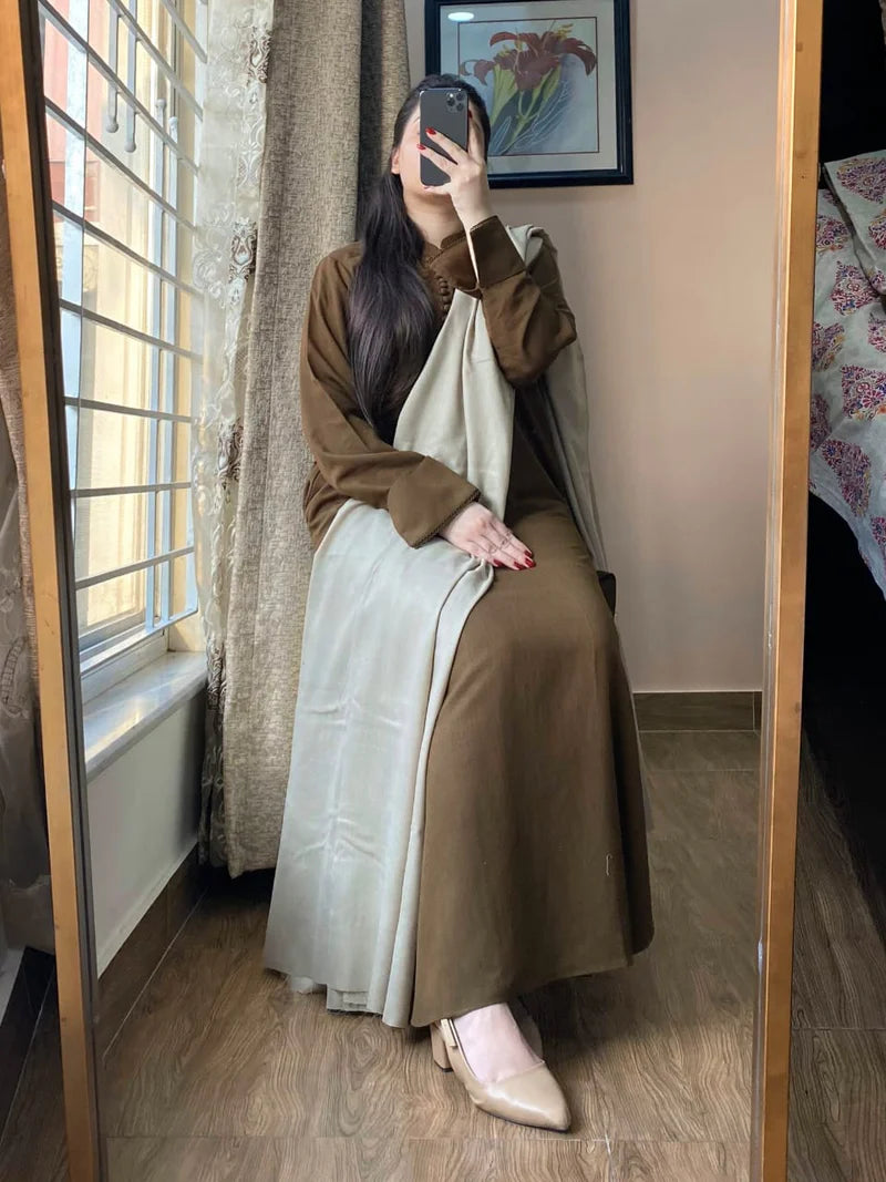 3 PIECE – Silk Karandi Dress with Shawl