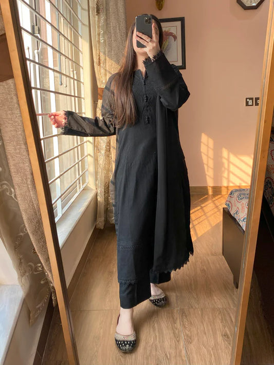 3 Piece - Lawn Black Dress