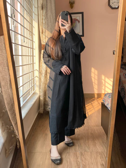 3 Piece - Lawn Black Dress