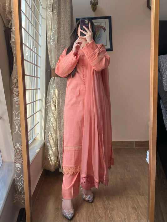 3 Piece - Lawn Dobby Dress